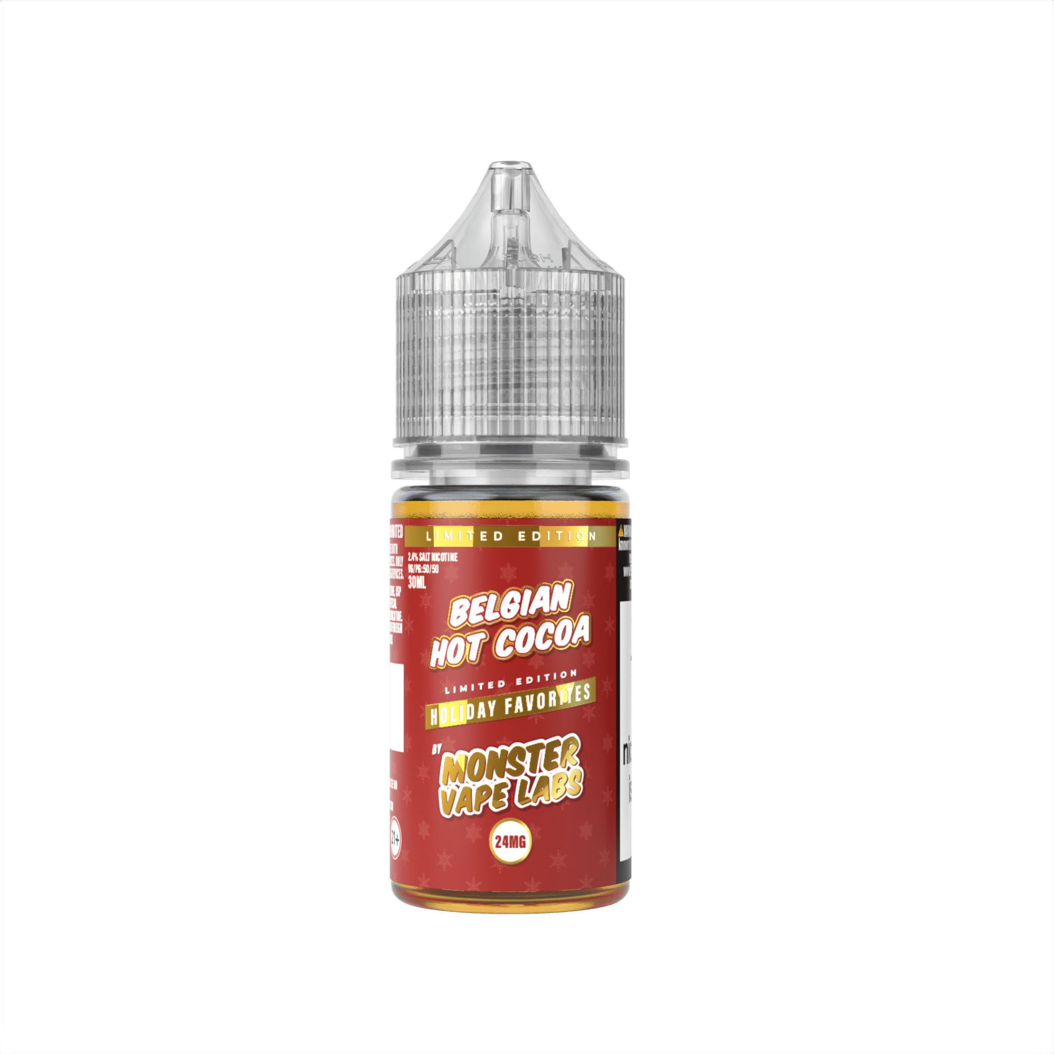 Belgian Hot Cocoa Salt e-liquid by Monster Vape Labs in 30mL bottle, featuring rich chocolate and smooth cocoa flavor for vaping.