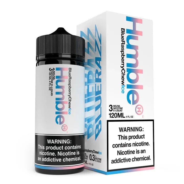 Humble Juice Co. Berry Blow Doe ICE e-liquid in a 120mL bottle, featuring blue raspberry flavor with chew ice cooling effect.