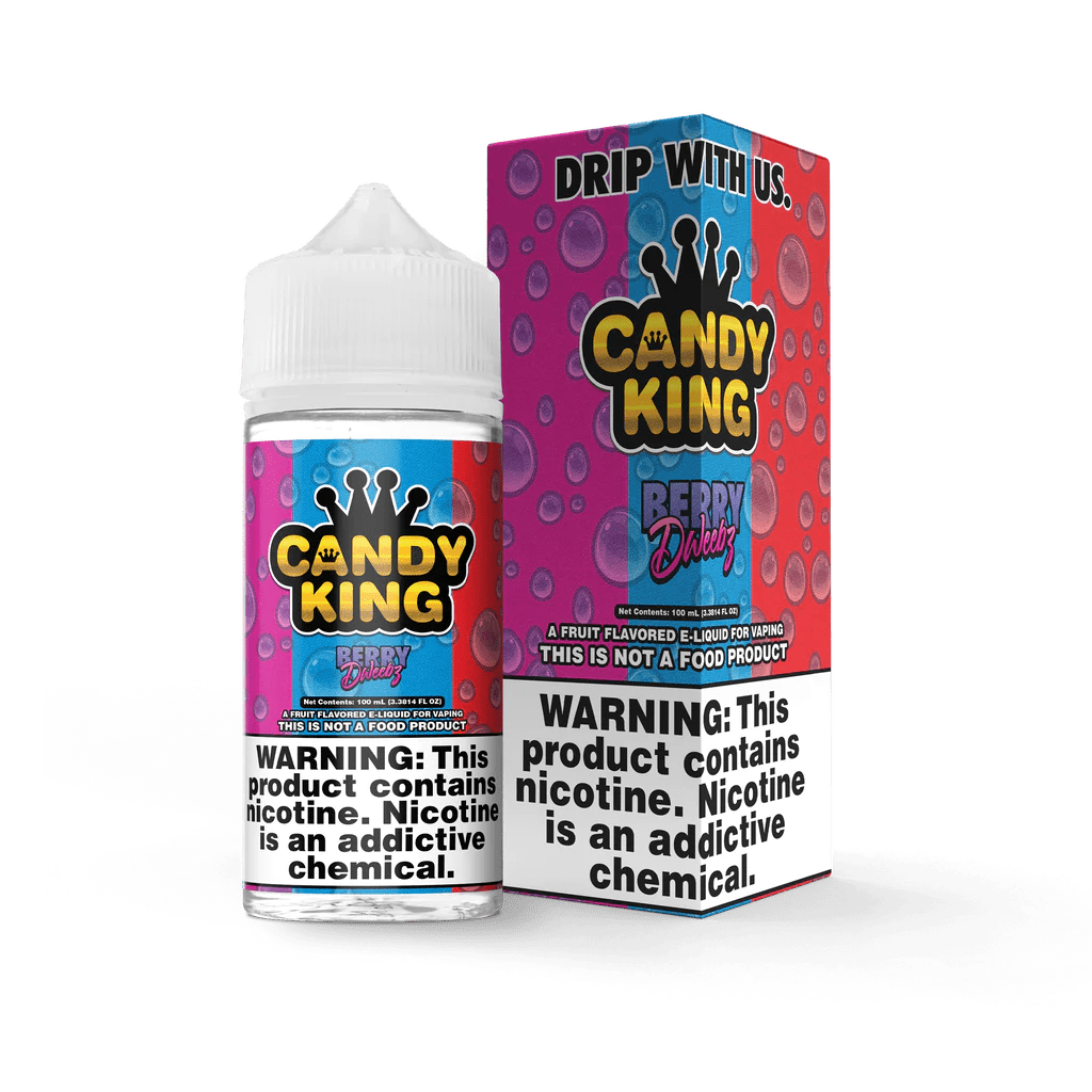 Berry Dweebz Candy King 100mL e-liquid bottle with berry-flavored design and colorful label, ideal for vaping enthusiasts.