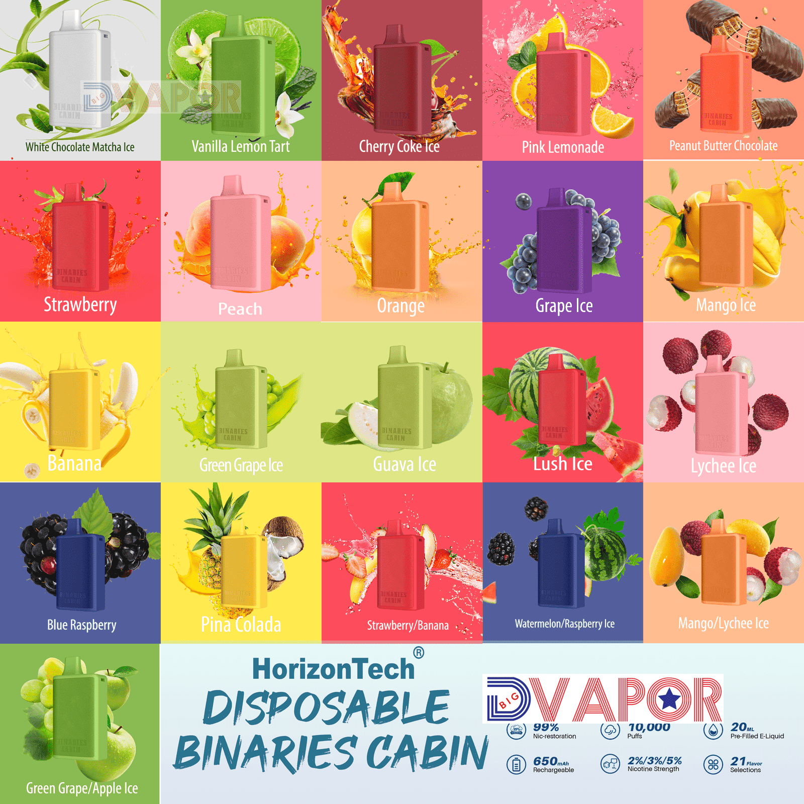 Binaries Cabin 10,000 Puff by Horizon Tech | 20ml — Green Grape Ice