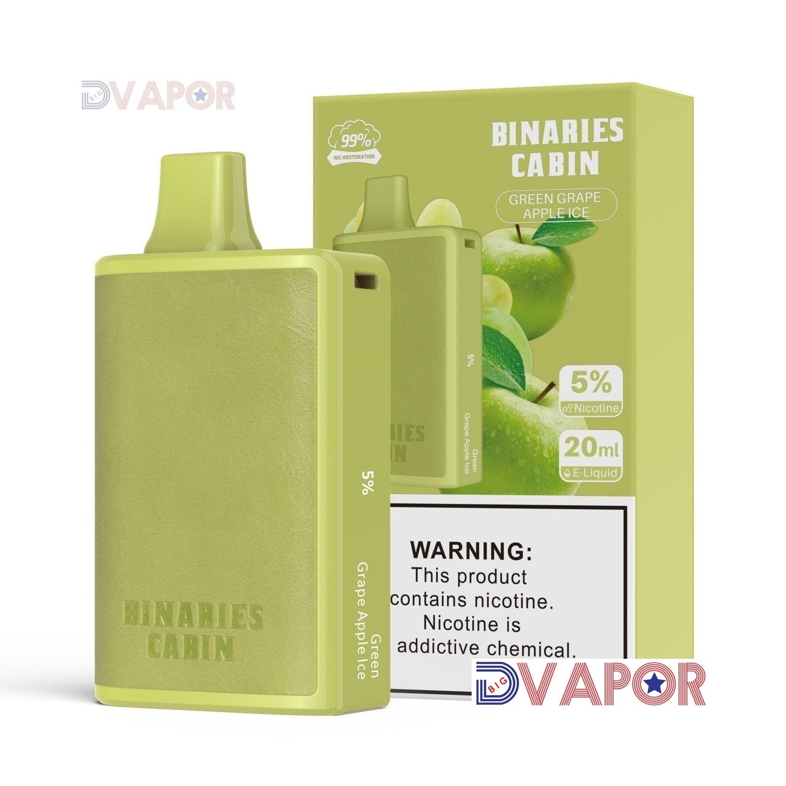 Binaries Cabin 10,000 Puff by Horizon Tech | 20ml — Green Grape Apple Ice