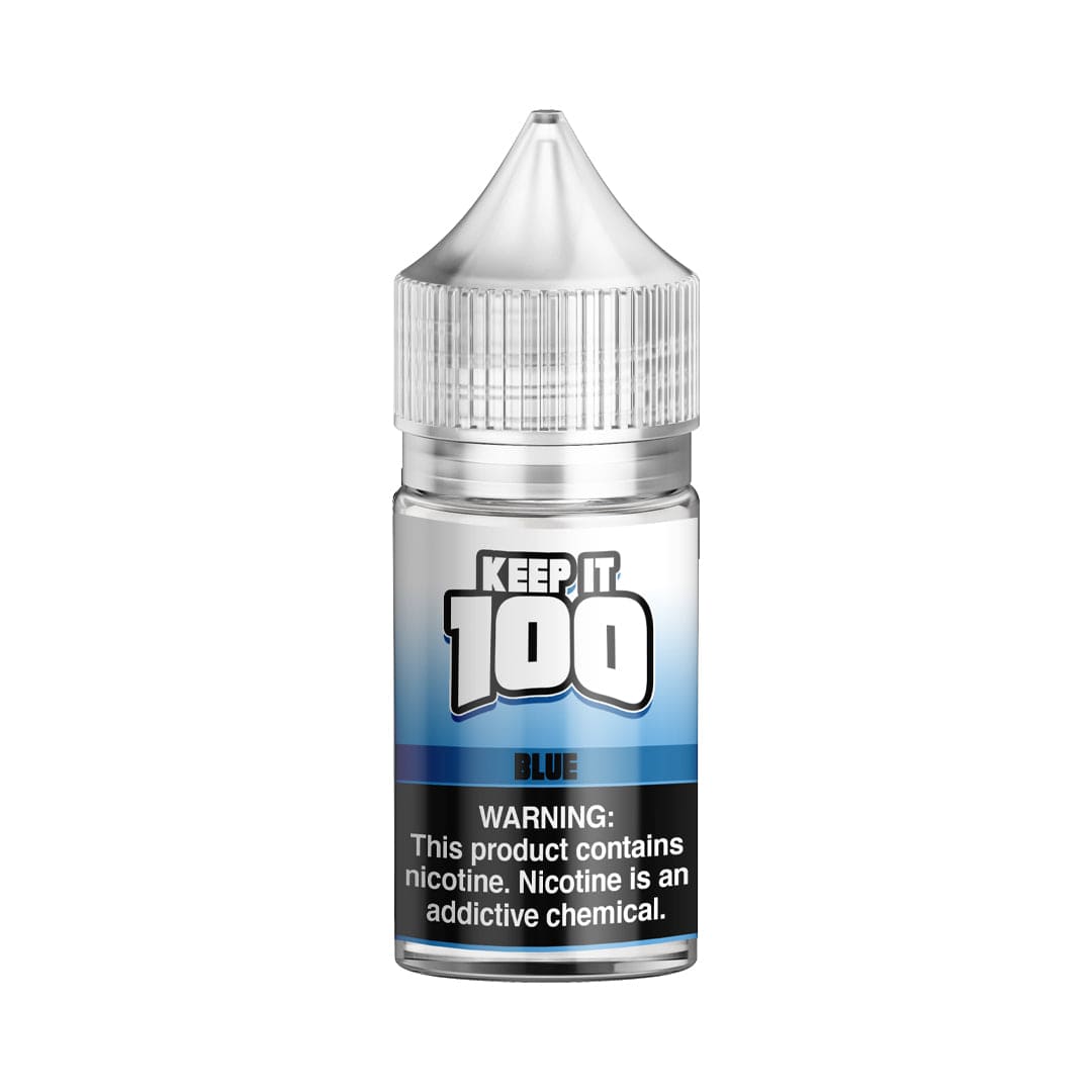 Blue SALT Keep It 100 e-liquid 30mL bottle with blue packaging and label, designed for vaping.