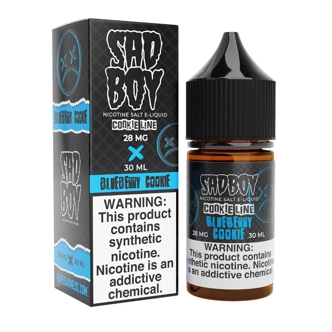 Blueberry Cookie Salt e-liquid by Sadboy E-Liquid in 30mL bottle, featuring blueberry and cookie flavor profile.