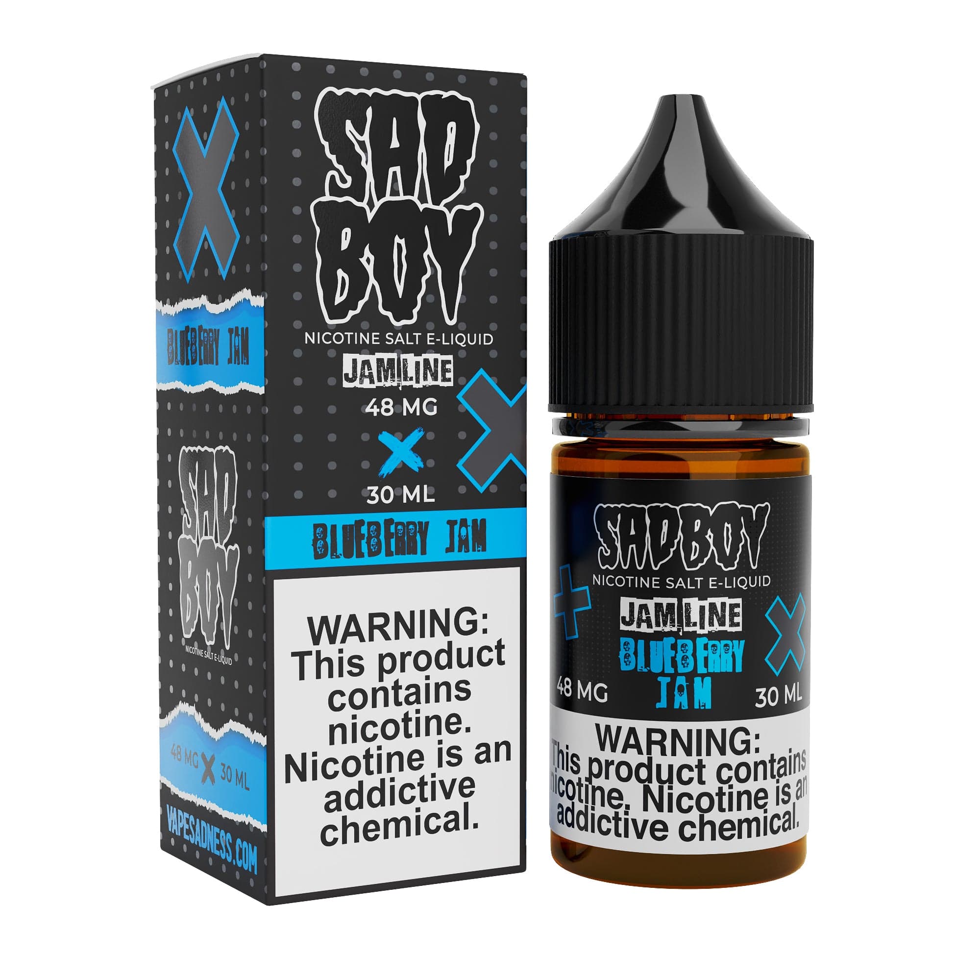 Blueberry Jam SALT e-liquid by Sadboy, 30mL bottle with vibrant blueberry jam flavor and nicotine salt content.