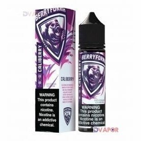 Caliberry Mighty Vapor 60ml e-liquid bottle with vibrant label, featuring berry flavor and vapor branding.