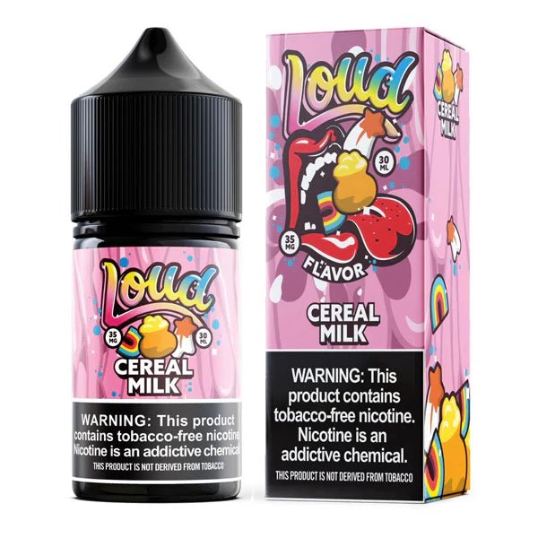Loud Cereal Milk SALT e-liquid in 30mL bottle with cereal and milk flavor profile, suitable for vaping.