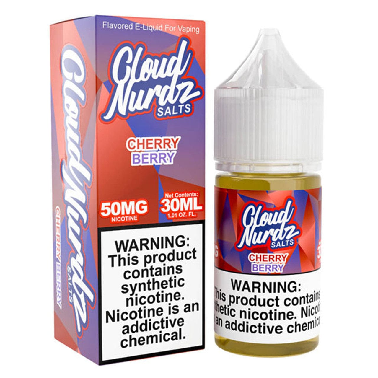 Cherry Berry SALT e-liquid by Cloud Nurdz in a 30mL bottle, featuring a vibrant cherry and berry flavor blend.