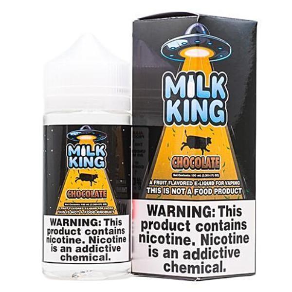 Milk chocolate e-liquid by Candy King in a 100mL bottle, showcasing smooth, creamy chocolate flavor for vaping enthusiasts.