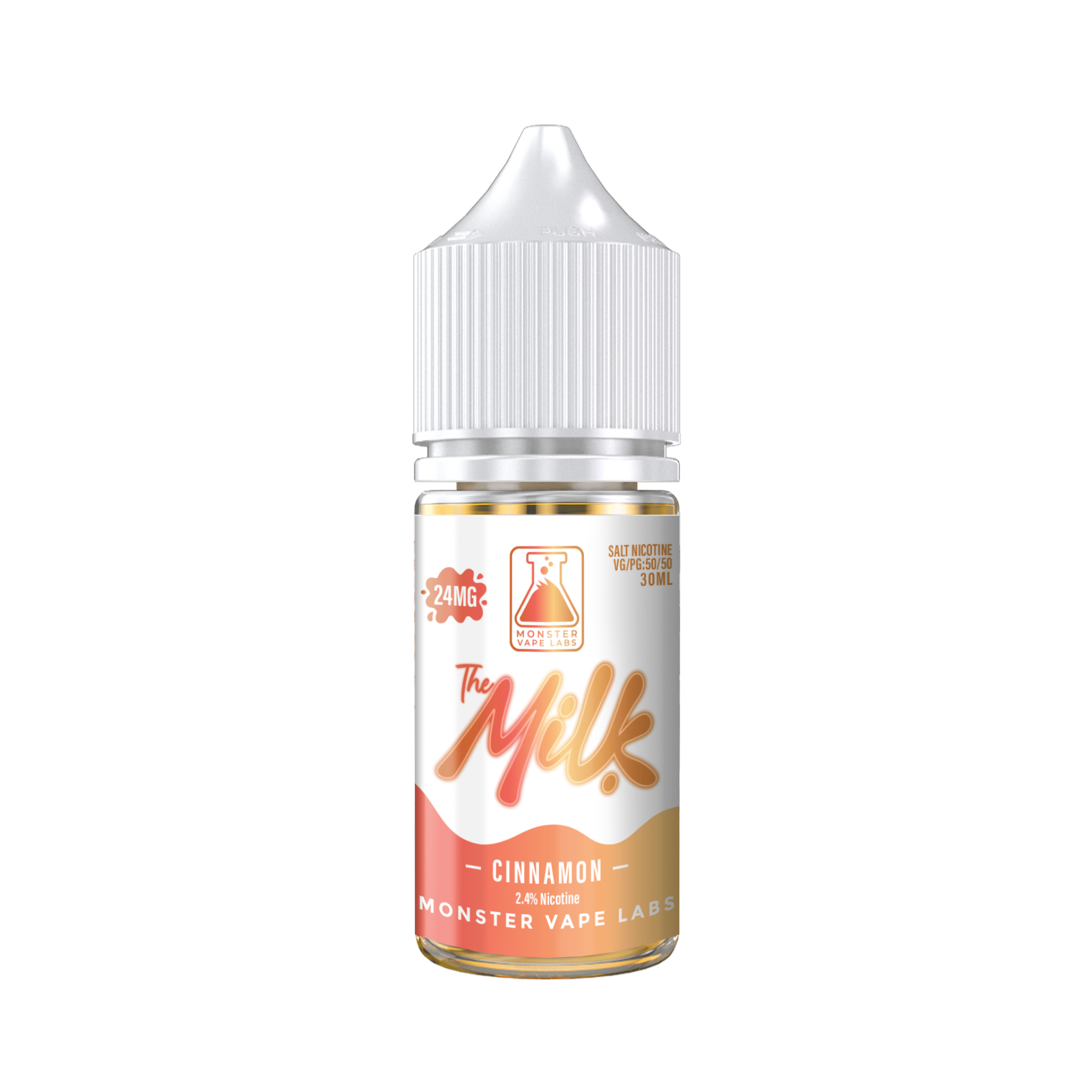 Cinnamon Salt e-liquid by The Milk E-Liquid, 30mL bottle, featuring cinnamon and salt flavor profile in a clear bottle