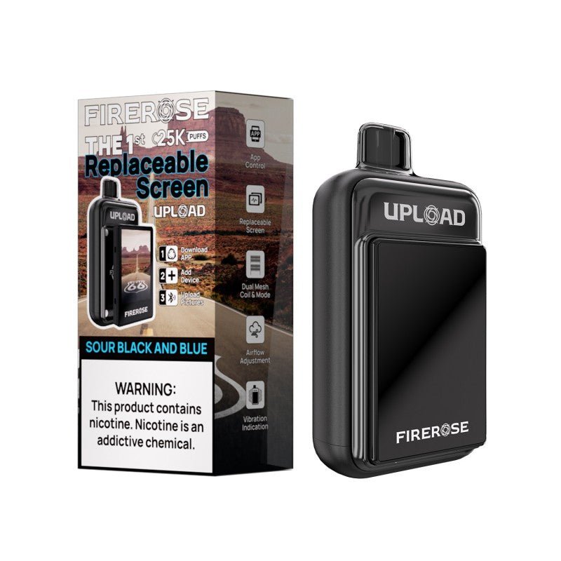FireRose UPLOAD Vape Kit with Replaceable Color Screen — Sour Black and Blue (Berries)