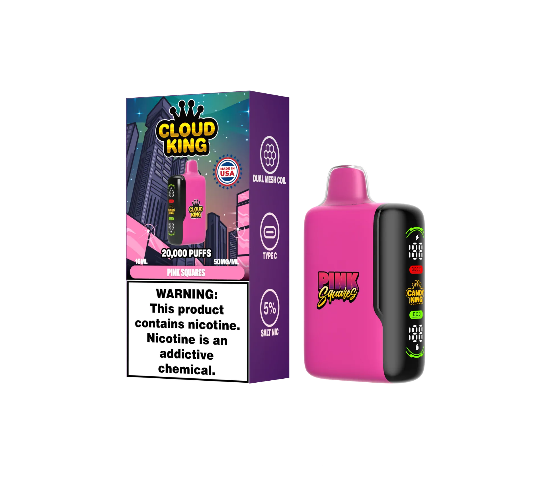Cloud King CK20000 Disposable — Pink Squares