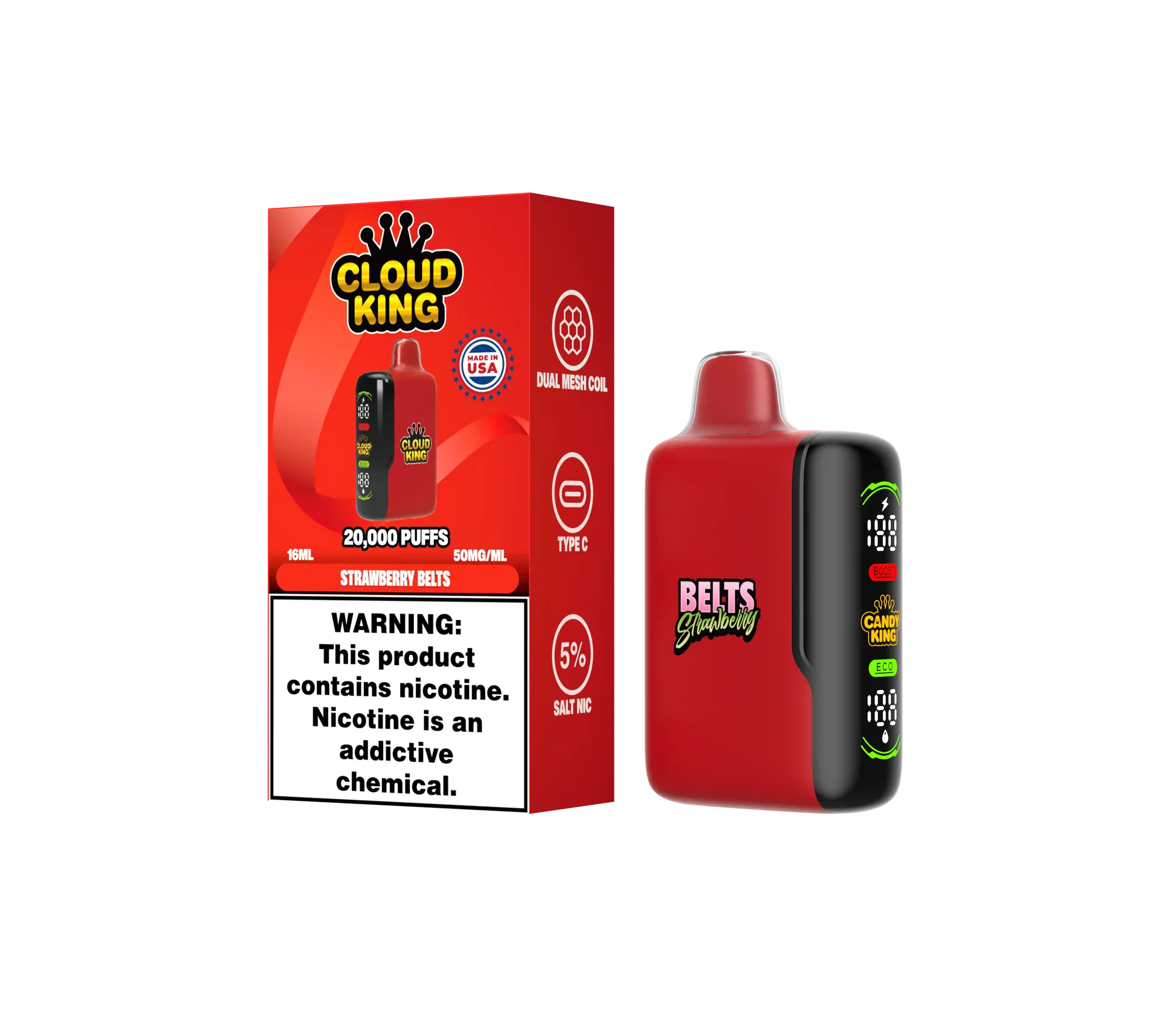 Cloud King CK20000 Disposable — Strawberry Belts