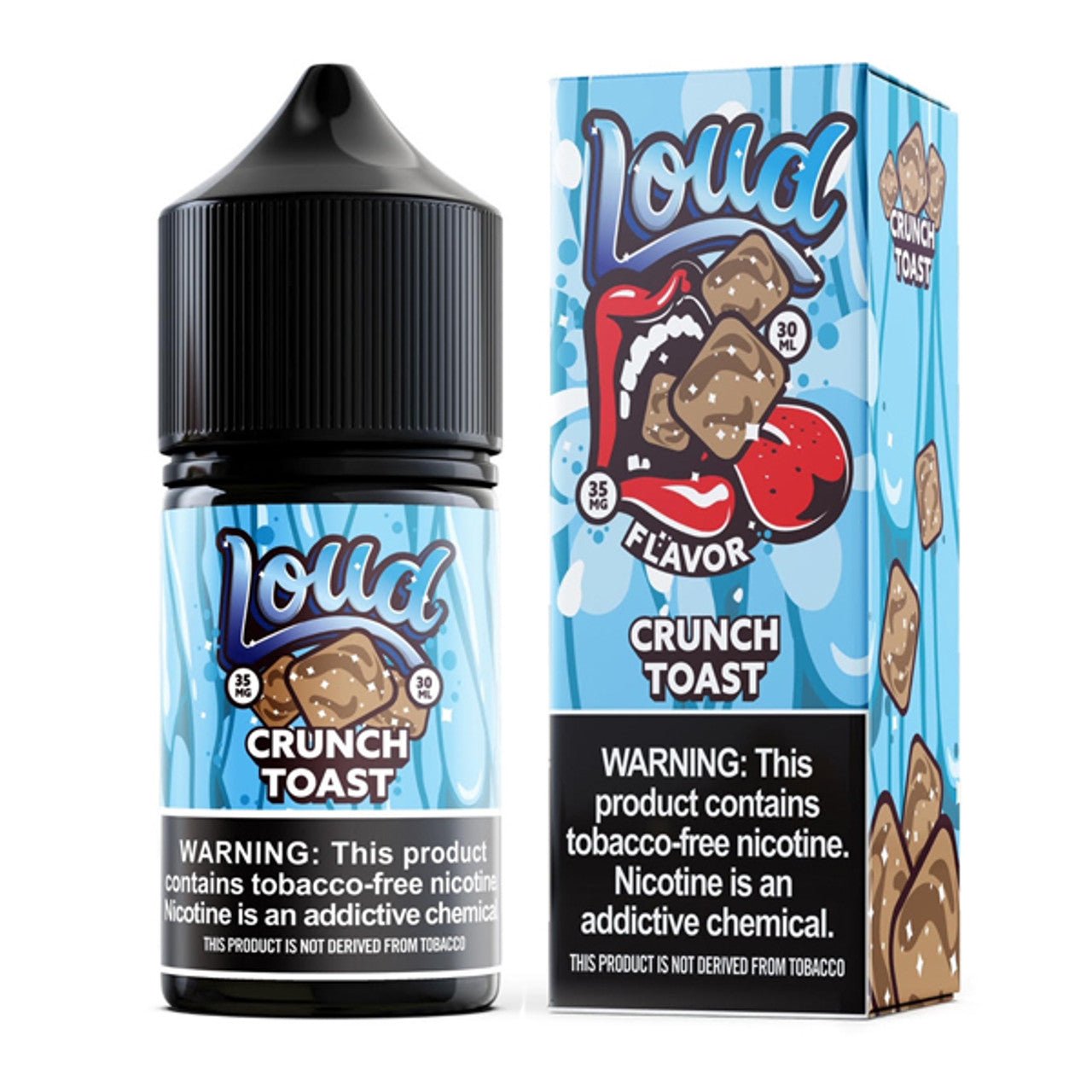 Loud Crunch Toast Salt e-liquid in 30mL bottle, featuring a toasted cereal flavor with a salty finish.