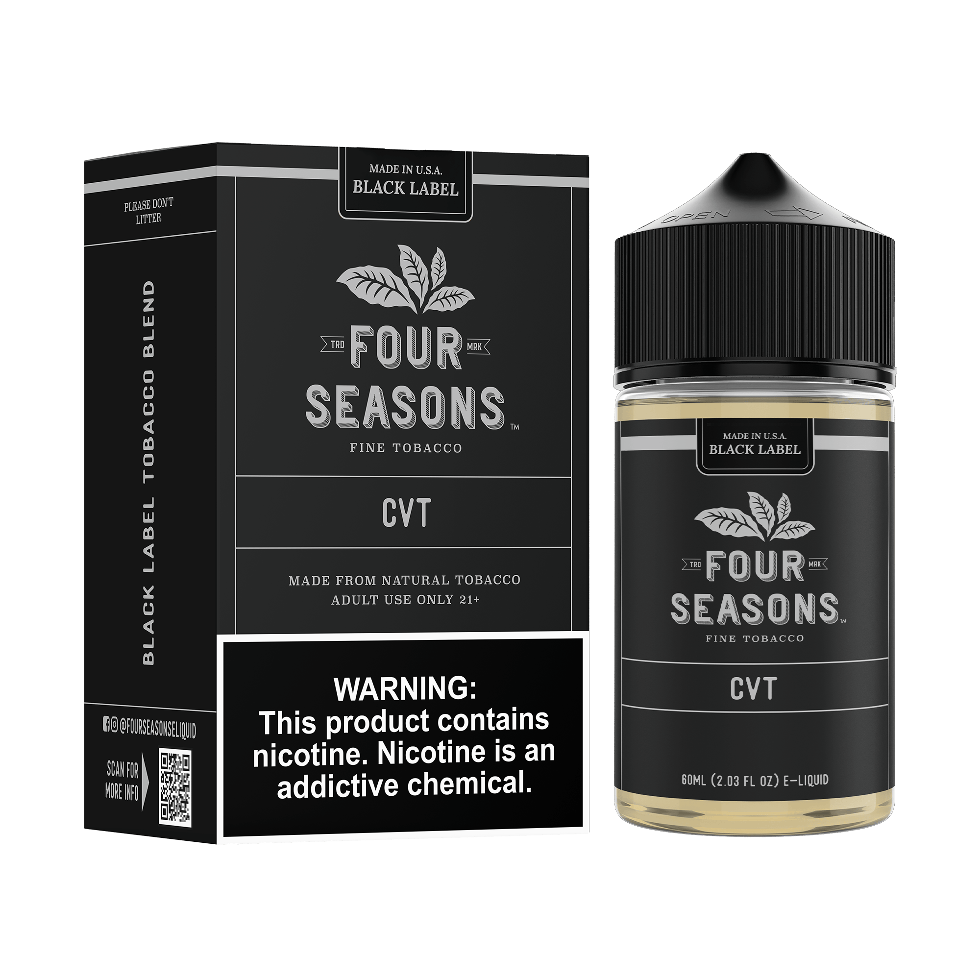 Four Seasons Black Label - 60mL — Custard Vanilla Tobacco (CVT)