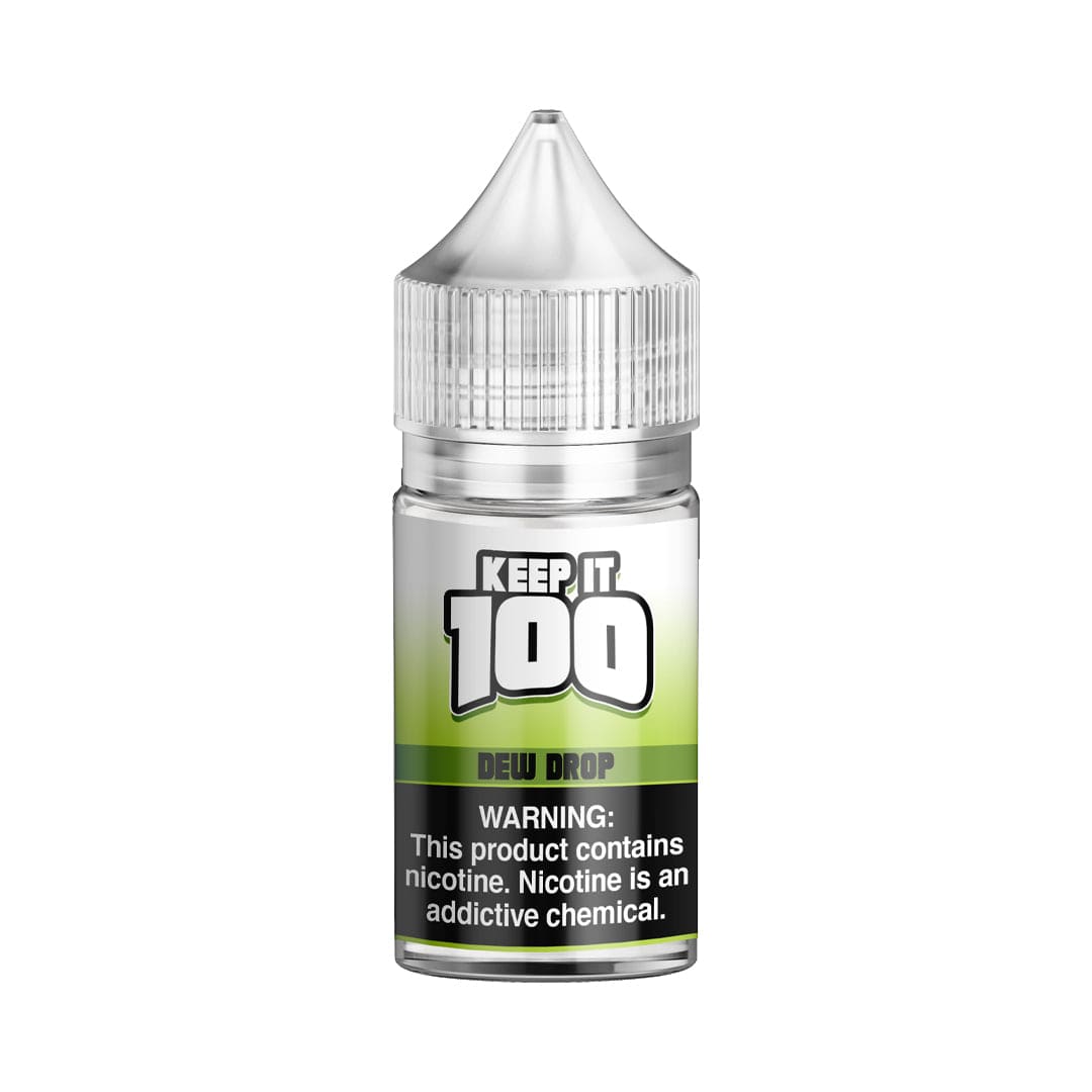 Dew Drop SALT e-liquid by Keep It 100 in a 30mL bottle, featuring a fresh dew drop flavor for vaping enjoyment.