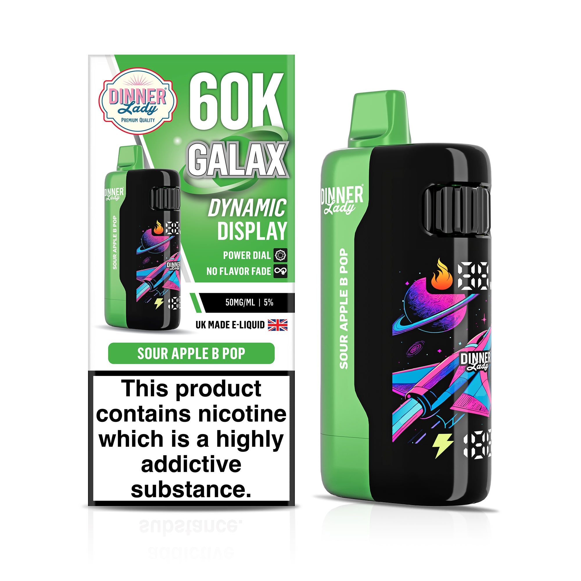 Dinner Lady Galax 60K Disposable — Sour Apple Blow Pop