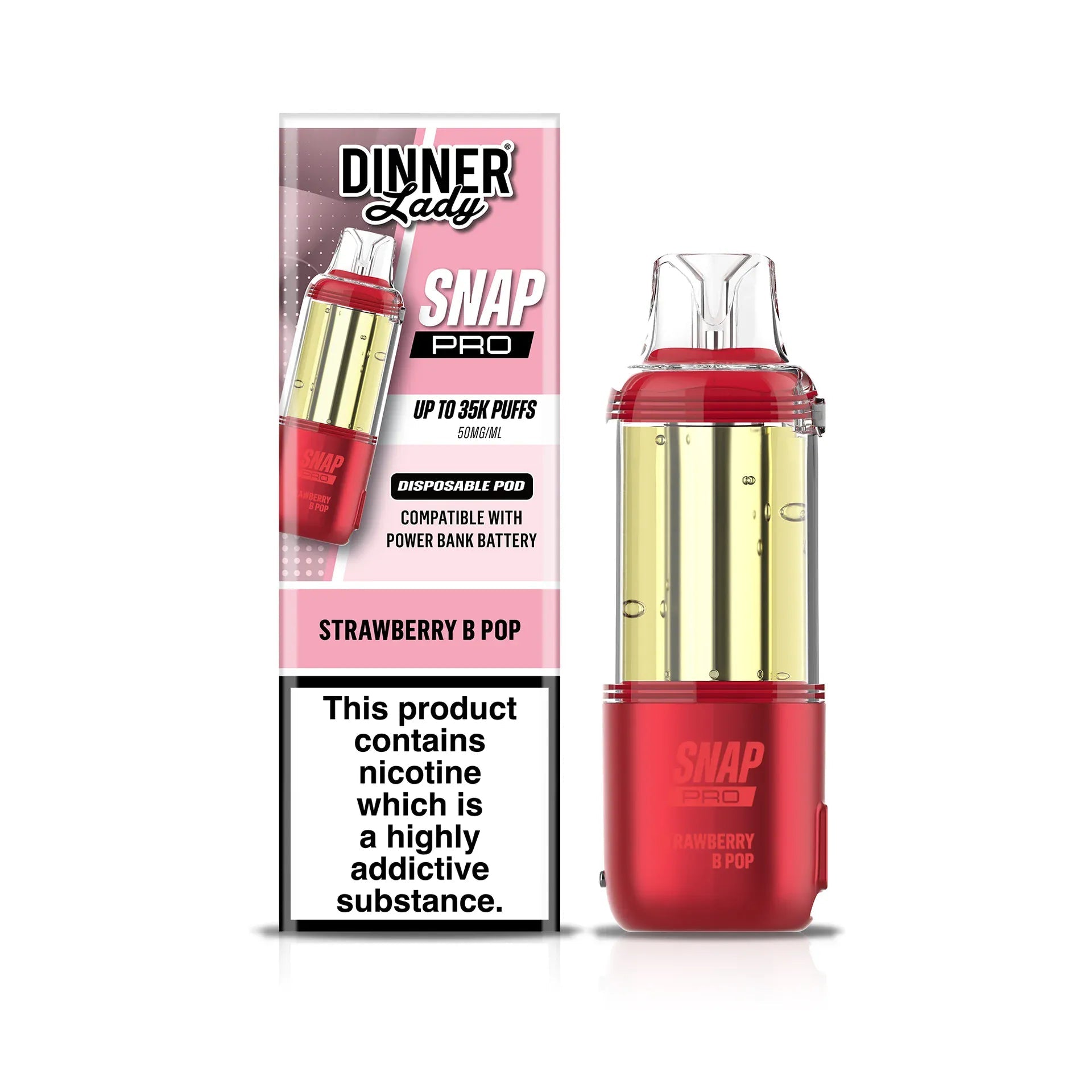 Dinner Lady Snap Pro 35K Disposable Pods — Strawberry B Pop