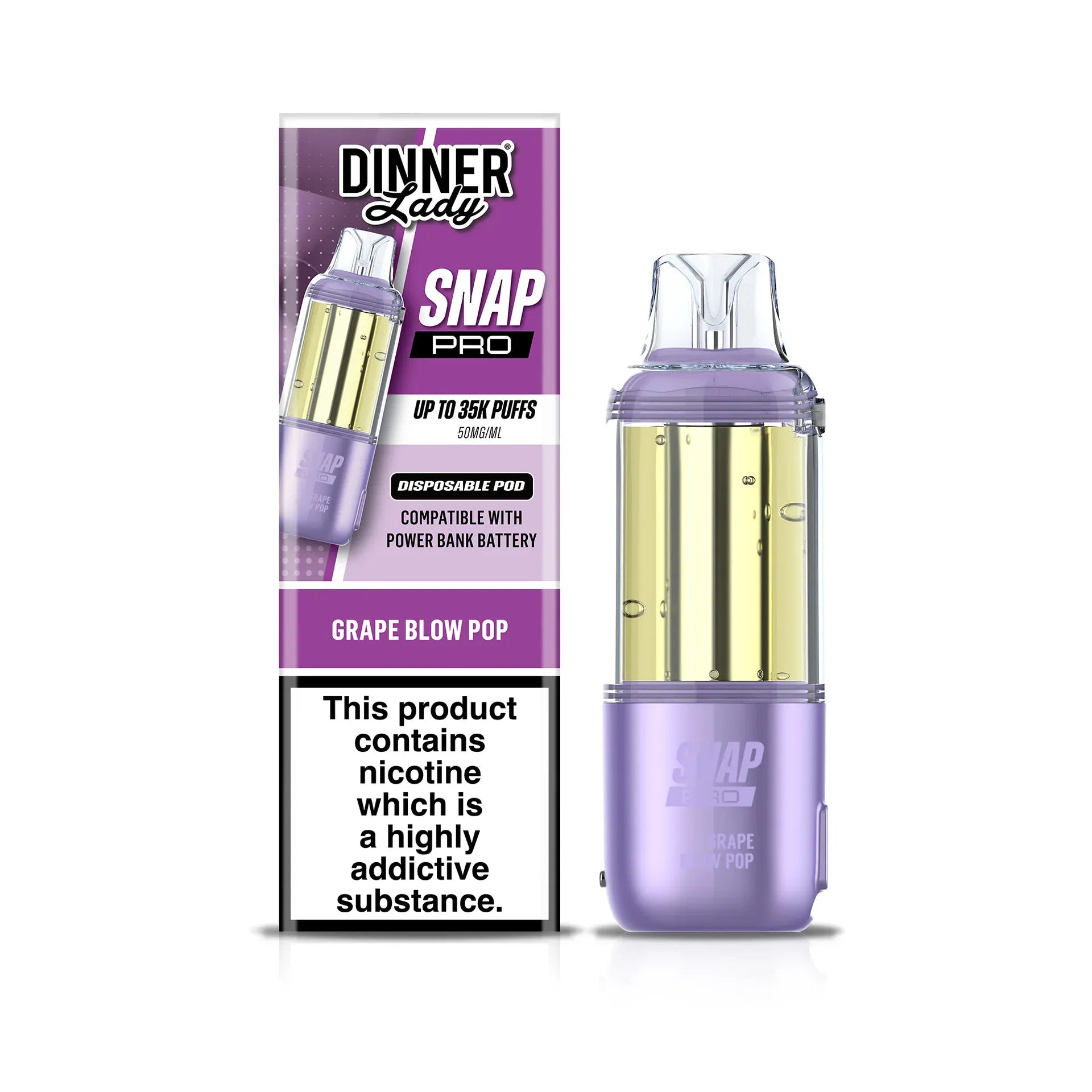 Dinner Lady Snap Pro 35K Disposable Pods — Grape Blow Pop