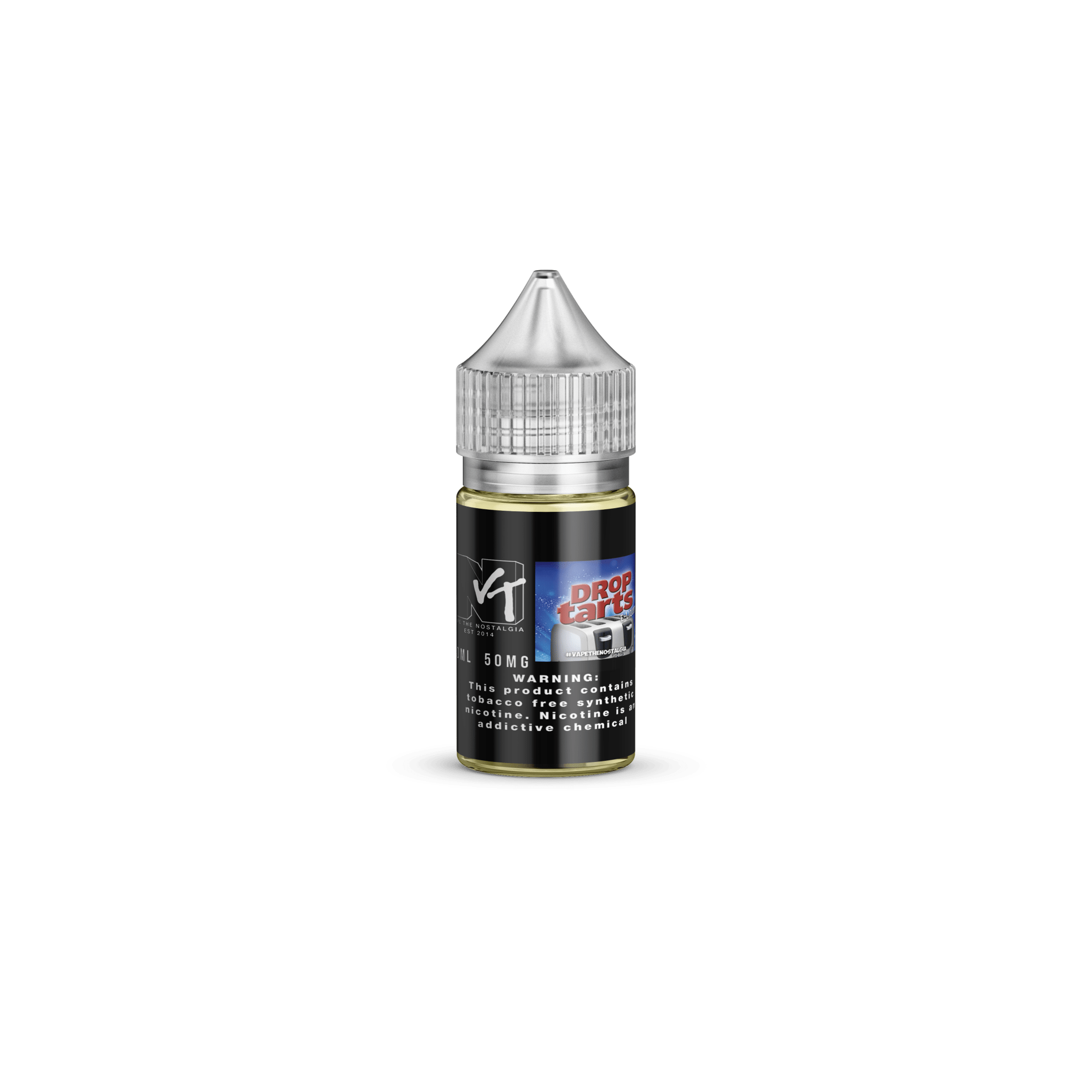 Drop Tarts SALT vape e-liquid by Vape The Nostalgia in a 30mL bottle, featuring colorful Drop Tarts candy design and label.