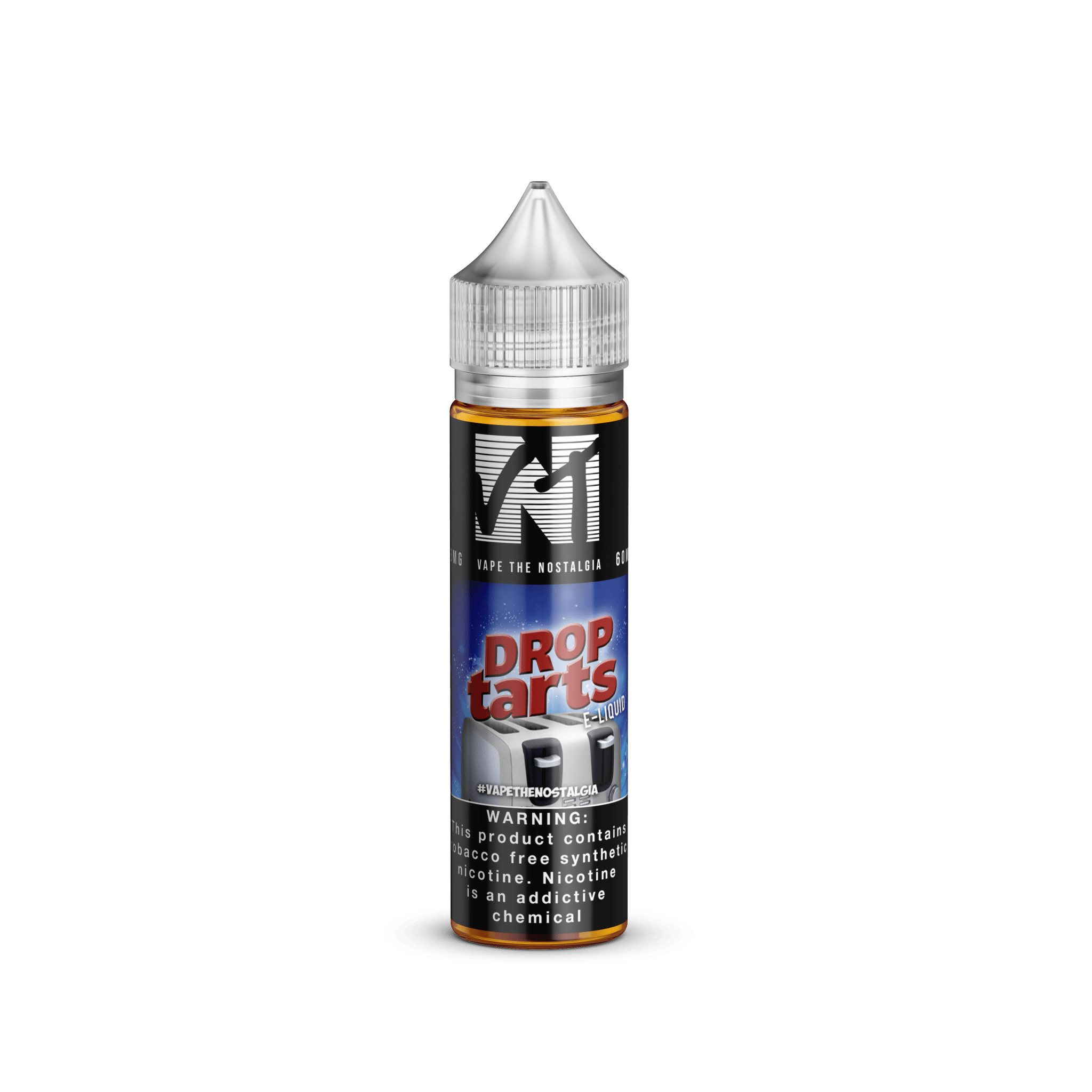 Drop Tarts vape e-liquid by Vape The Nostalgia in a 60mL bottle, featuring colorful tart-shaped packaging and vibrant branding.