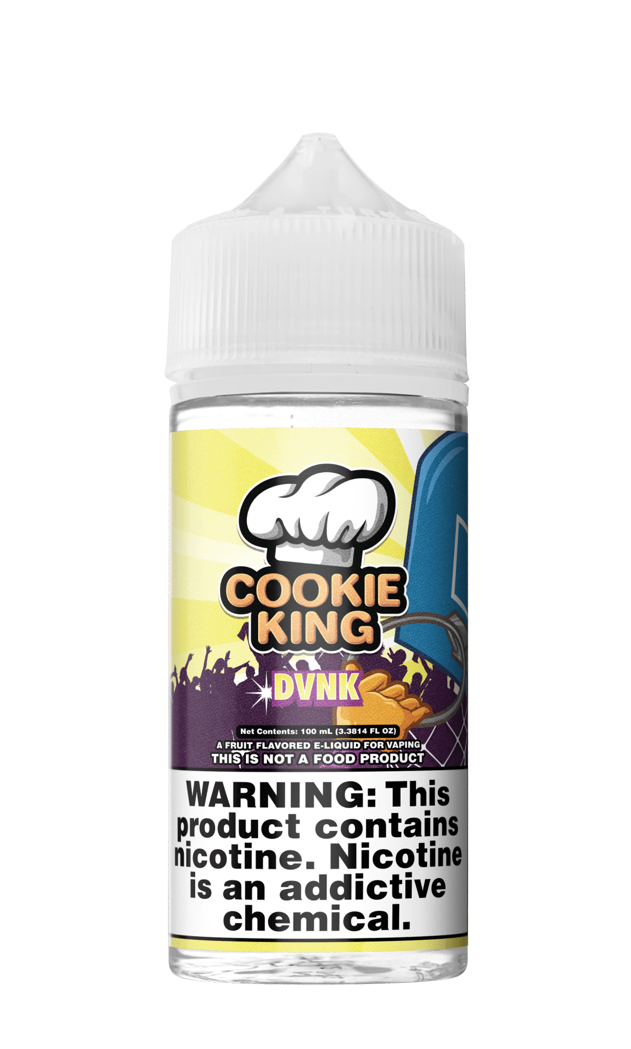 DVNK Cookie King 100mL e-liquid bottle by Candy King with colorful label and packaging for vaping.
