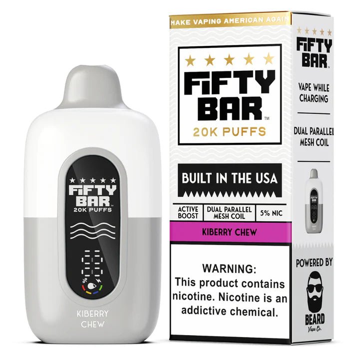 Fifty Bar 20K Disposable — Strawberry Kiwi Ice (Kiberry Chew) (White Series)