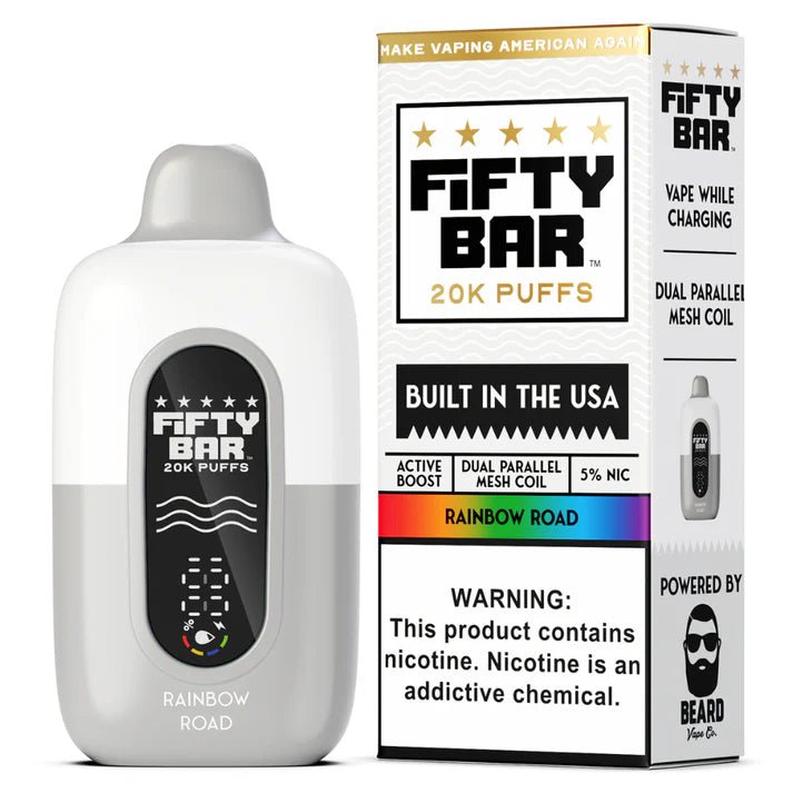 Fifty Bar 20K Disposable — Strawberry Lemon Grape (Rainbow Road) (White Series)