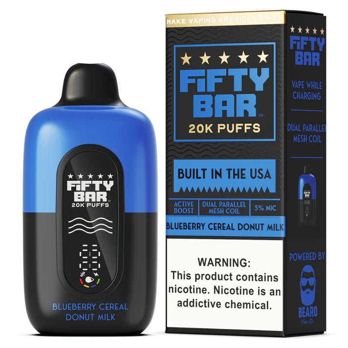 Fifty Bar 20K Disposable — Blueberry Cereal Donut Milk (Black Series)
