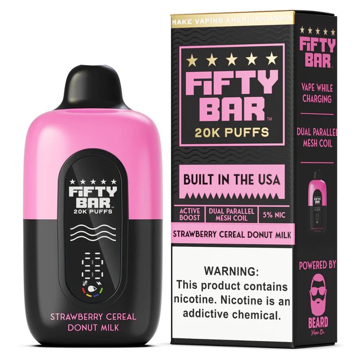 Fifty Bar 20K Disposable — Strawberry Cereal Donut Milk (Black Series)