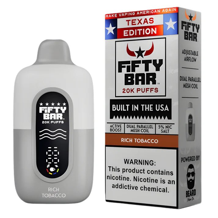 Fifty Bar 20K Disposable — Rich Tobacco (Texas Edition)