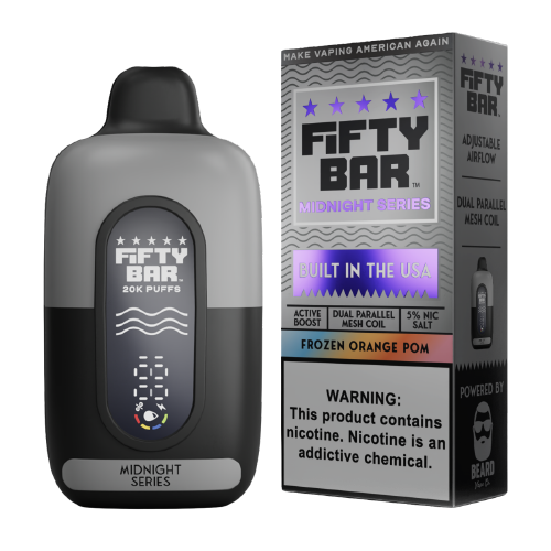 Fifty Bar 20K Midnight Series Disposable Vape — Frozen Orange Pom