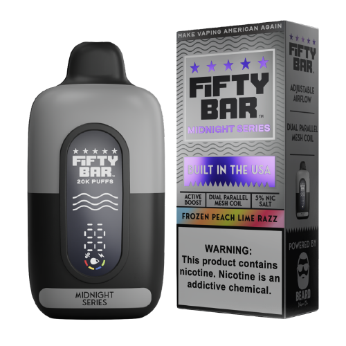 Fifty Bar 20K Midnight Series Disposable Vape — Frozen Peach Lime Razz
