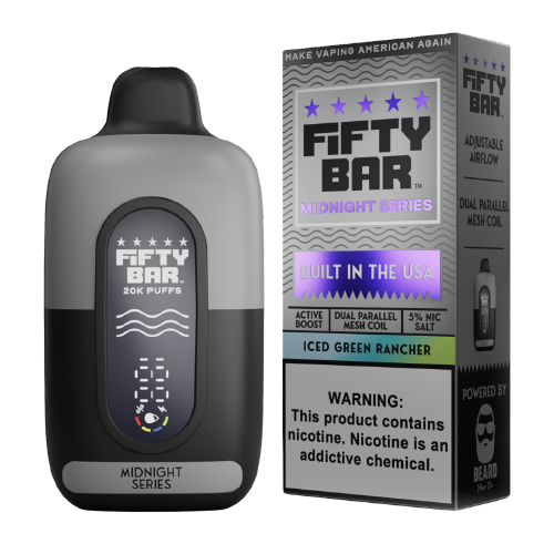 Fifty Bar 20K Midnight Series Disposable Vape — Iced Green Rancher