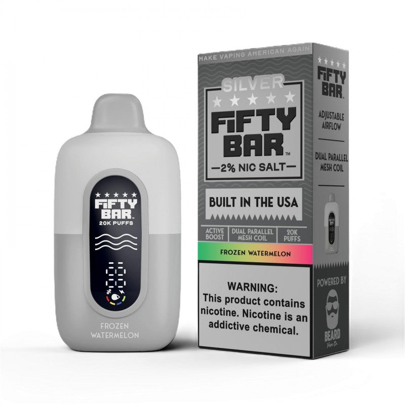 Fifty Bar V2 Silver Series 20K 2% Disposable Vape — Frozen Watermelon