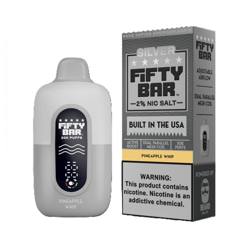 Fifty Bar V2 Silver Series 20K 2% Disposable Vape — Pineapple Whip