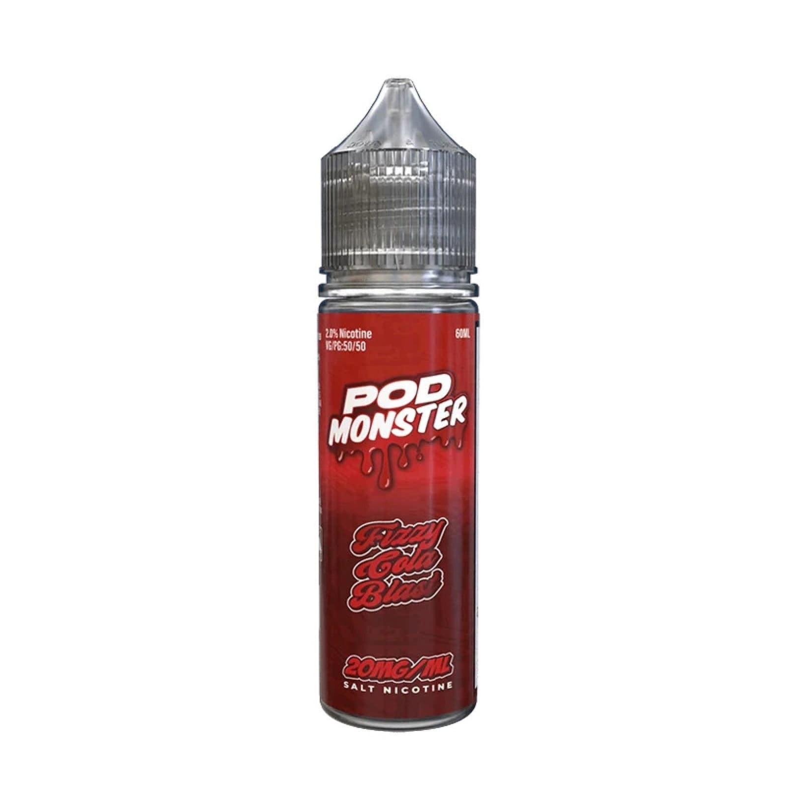 Fizzy Cola Blast SALT e-liquid by Pod Monster in a 60mL bottle, featuring a fizzy cola flavor with a salt nicotine blend.