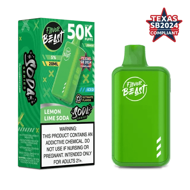 Flavor Beast XBM50 50K Disposable — Lemon Lime Soda ICED