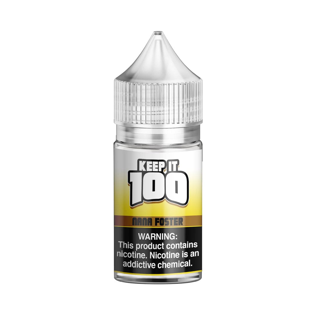 Foster SALT Keep It 100 e-liquid bottle, 30mL size with label featuring branding and flavor details.