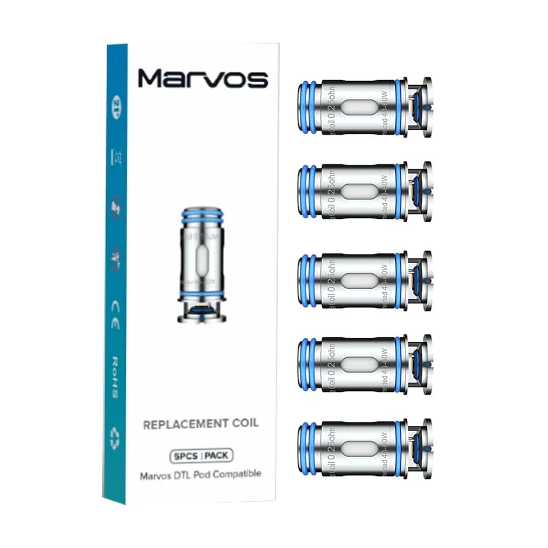 FreeMax Marvos MS replacement coils for vape devices, showing a pack of coil cartridges with branding and coil design.