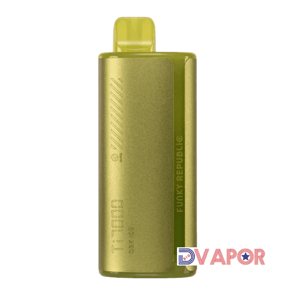 Funky Republic Ti7000 disposable vape with sleek design and colorful branding, featuring a mouthpiece and vapor outlet.