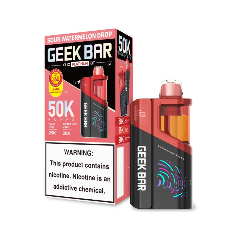 Geek Bar Clio Platinum Disposable Vape Kit – 50,000 Puffs — Sour Watermelon Drop