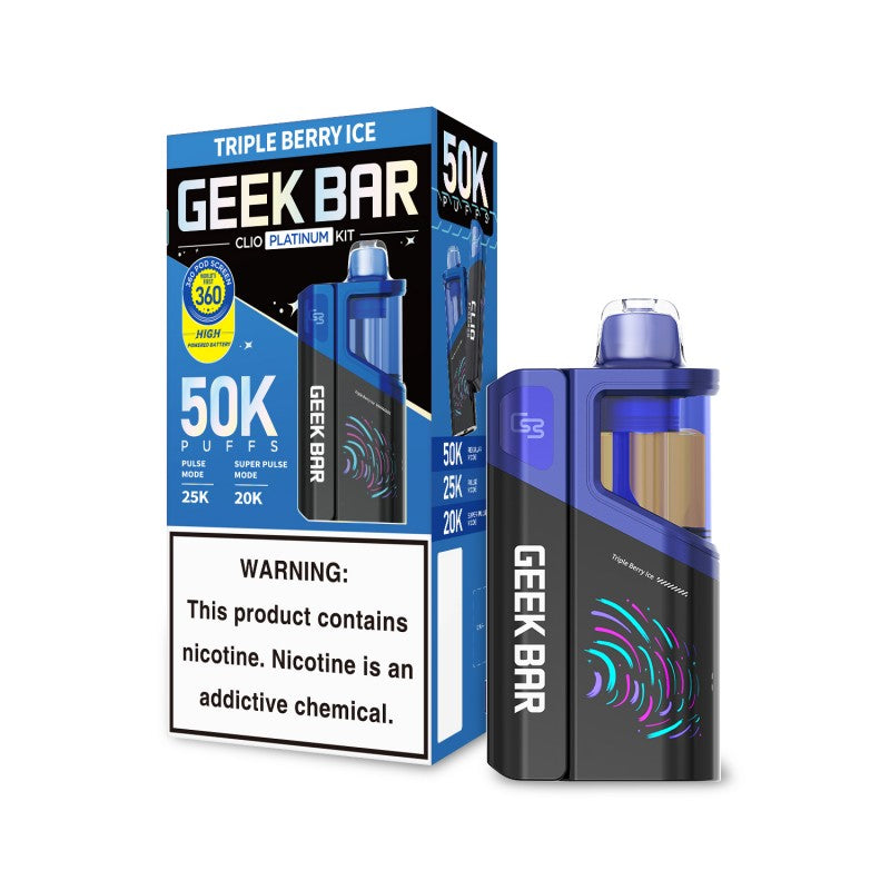 Geek Bar Clio Platinum Disposable Vape Kit – 50,000 Puffs — Triple Berry Ice