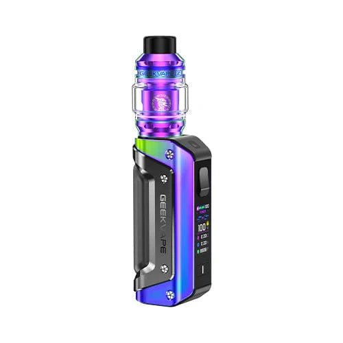 GeekVape Aegis Solo 3 S100 starter kit with device and accessories, designed for vaping enthusiasts, in black and metallic finish.