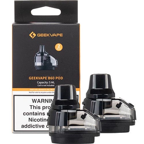 GeekVape B60 Aegis Boost 2 replacement pods for vape hardware, showing the sleek pod design and mouthpiece.