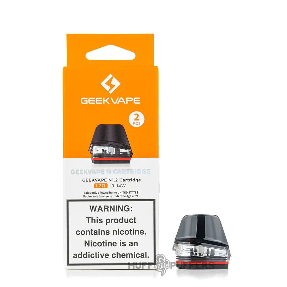 GeekVape N replacement pods for GeekVape hardware, showing sleek pod design and coil openings for vaping device.