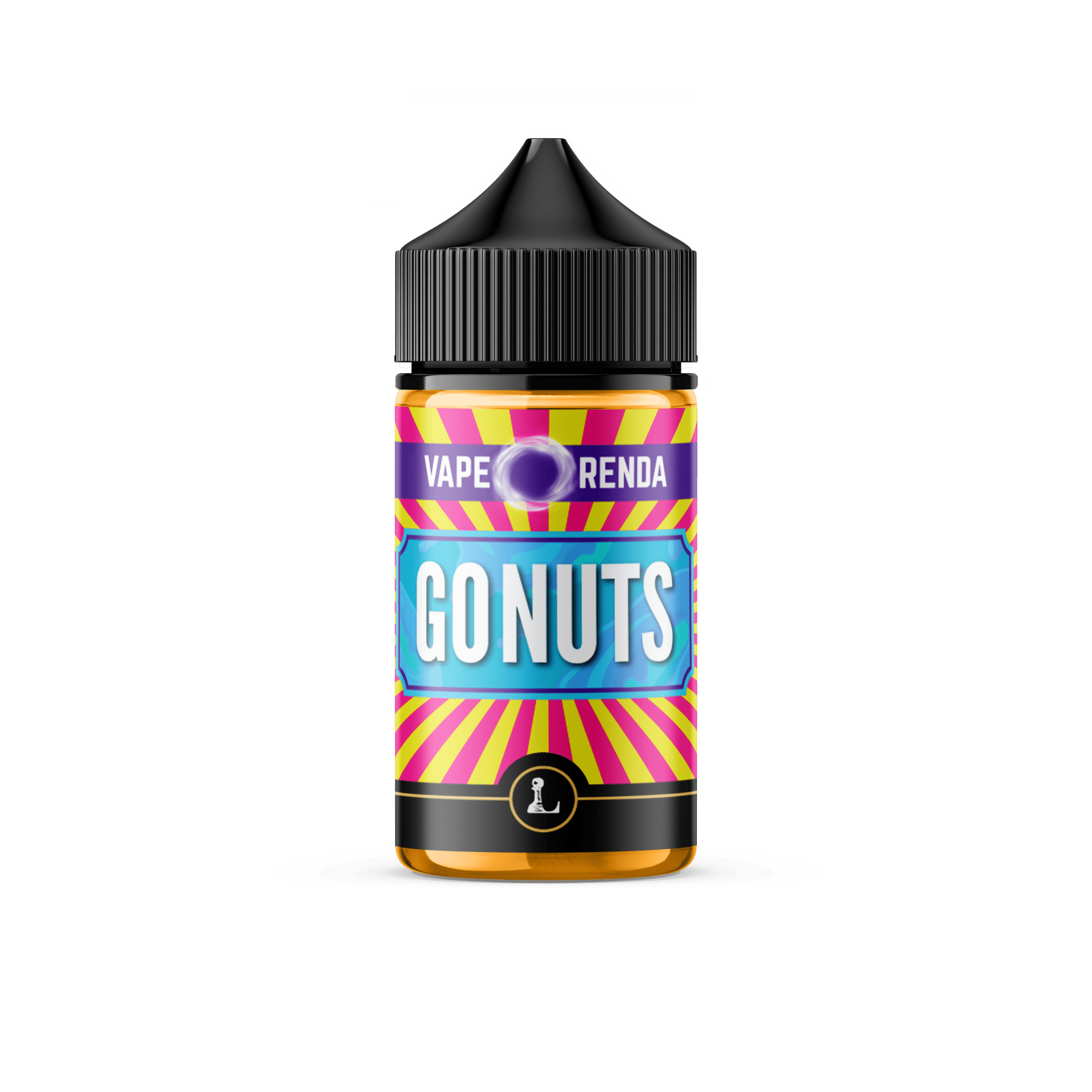 Five Pawns Go Nuts Vape Orenda 60mL e-liquid bottle with colorful label and transparent cap.