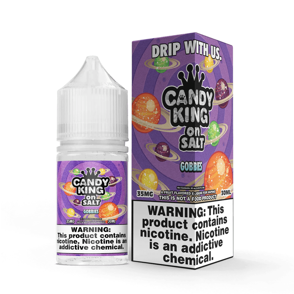 Gobbies SALT e-liquid by Candy King in 30mL bottle, featuring colorful gummy candy design and vibrant label branding.