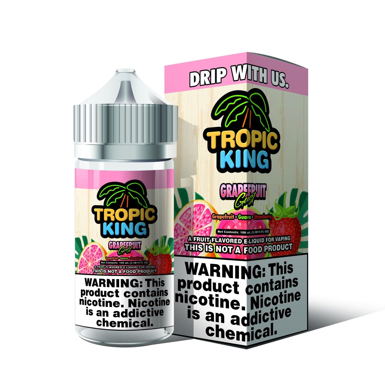 Bottle of Candy King Grapefruit Gust Tropic King 100mL e-liquid with vibrant grapefruit flavor and colorful packaging.