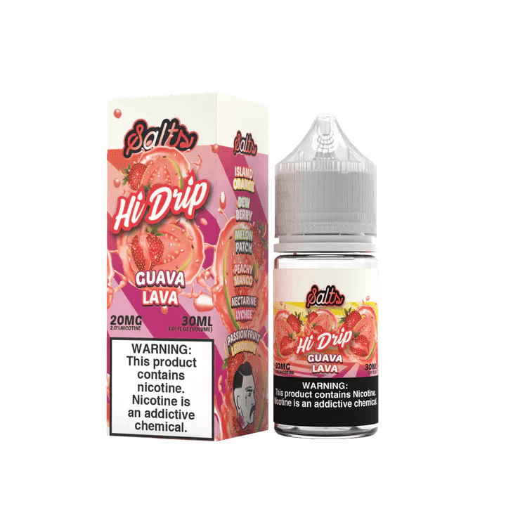 Guava Lava Salt e-liquid by Hi Drip in a 30mL bottle, featuring a tropical guava and lava-inspired flavor.