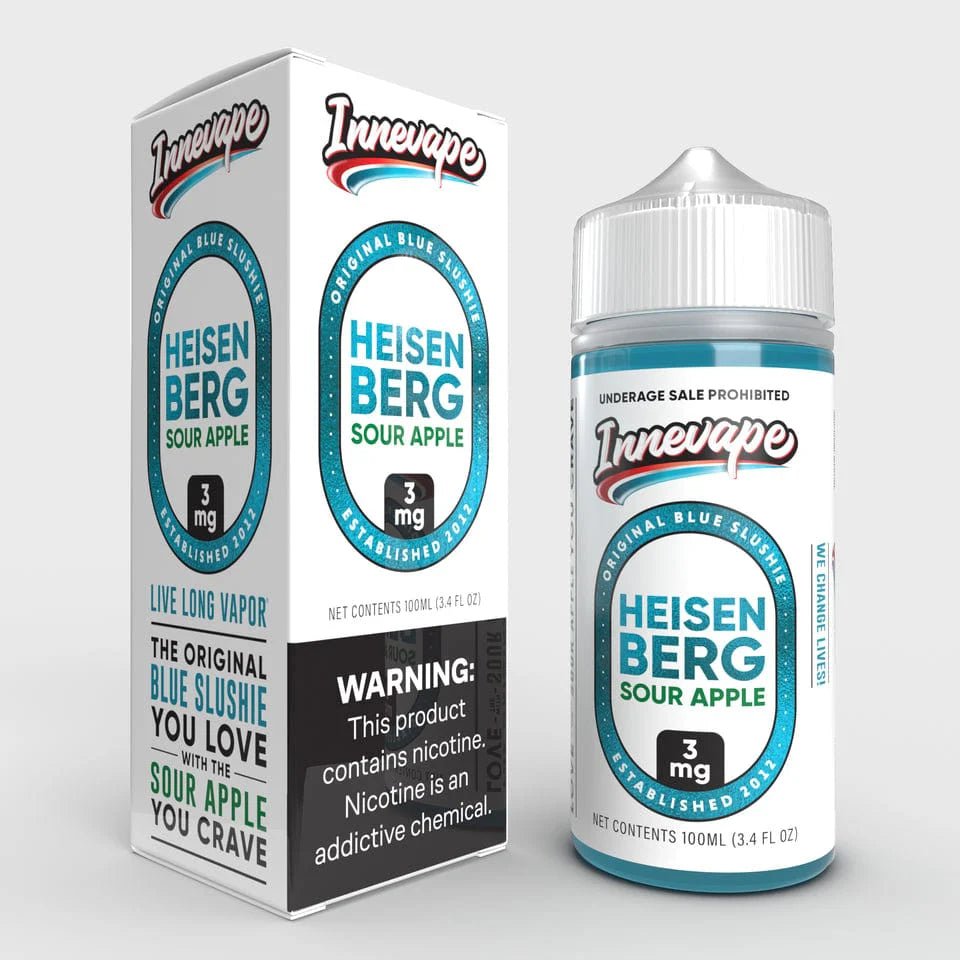 Heisenberg Sour Apple Innevape E-Liquid 100mL bottle with green apple flavor and vibrant label design.